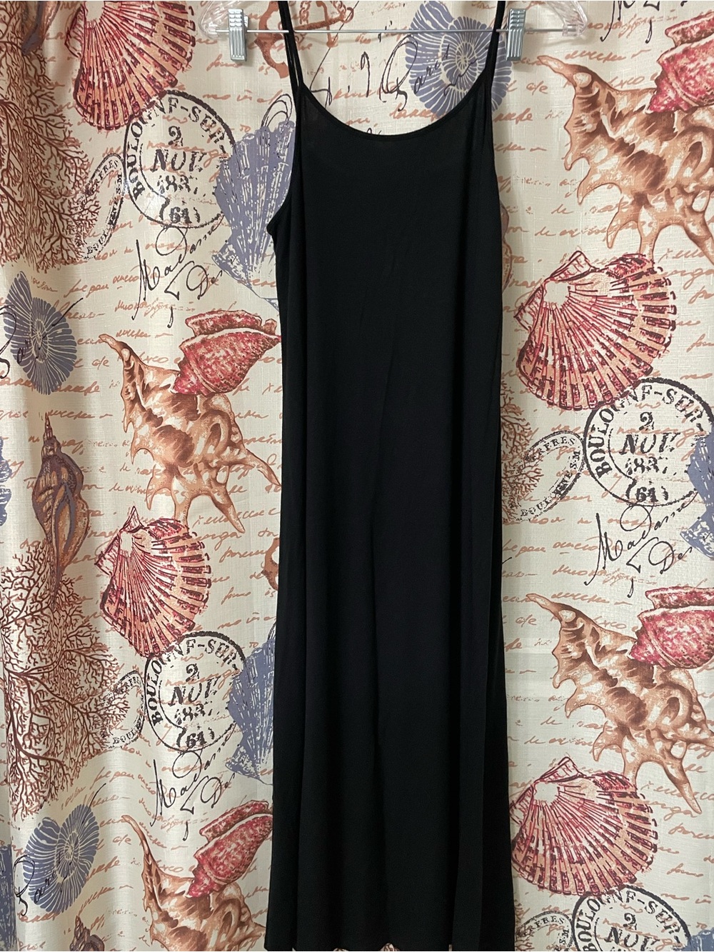 Black Maxi Slip Dress with Spaghetti Straps